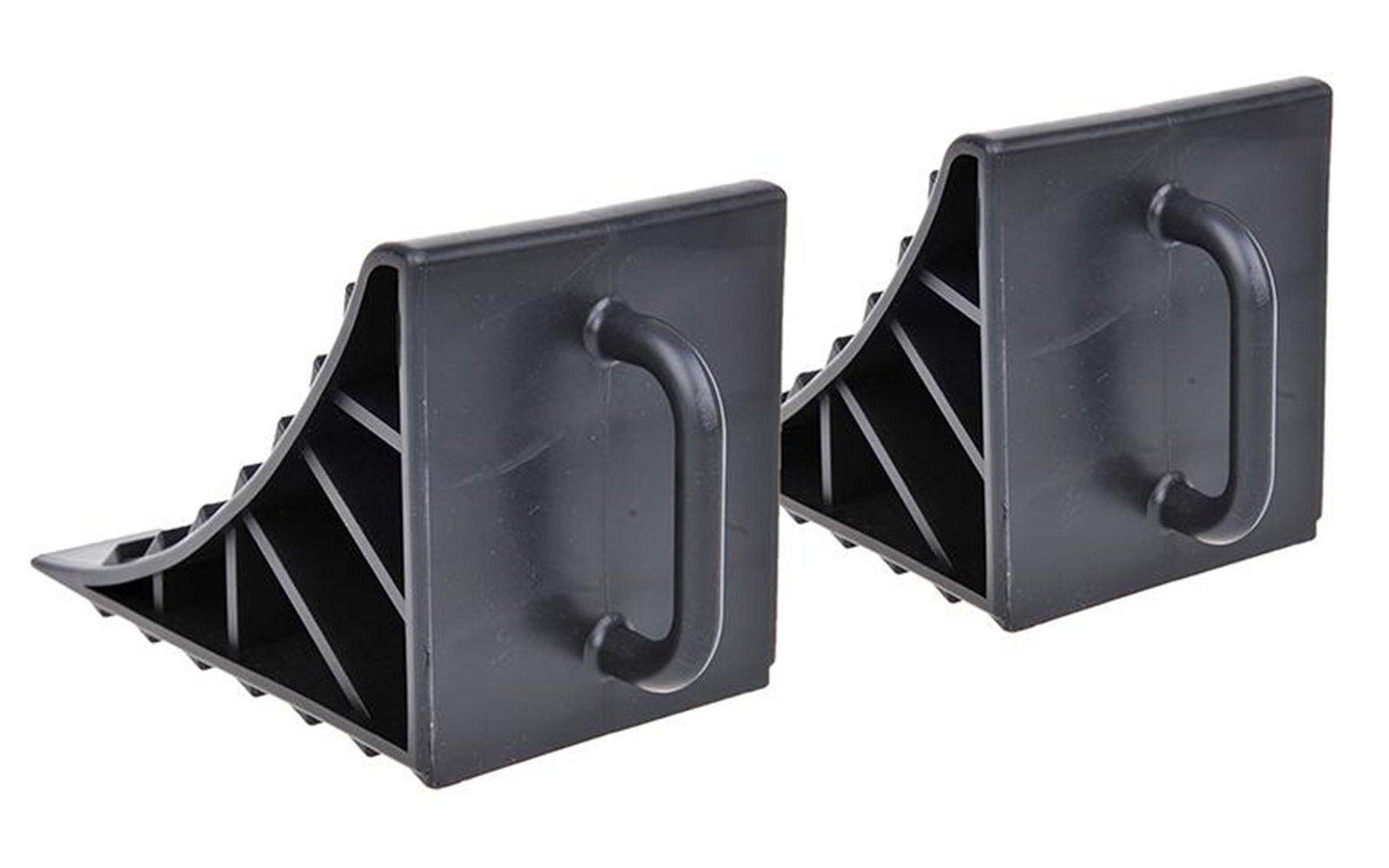 Lot de 2 cales de roue avec poignée en plastique noir pour remorque, voiture, camping-car, caravane