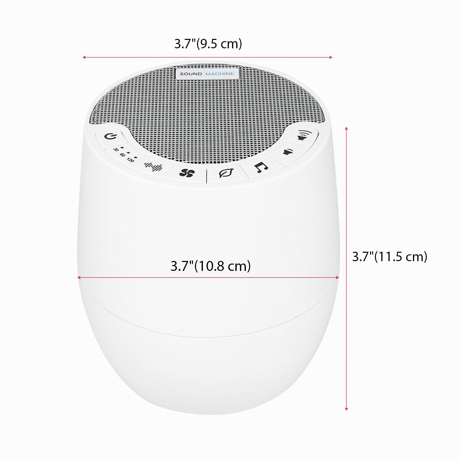 BIGMONAT Máquina De Ruido Blanco con Control Remoto,60 Fuentes de Sonido Calmantes Naturales y de Corriente Alterna (Incluidas),Adecuadas Para Adultos y Bebés Pequeños - Blanco