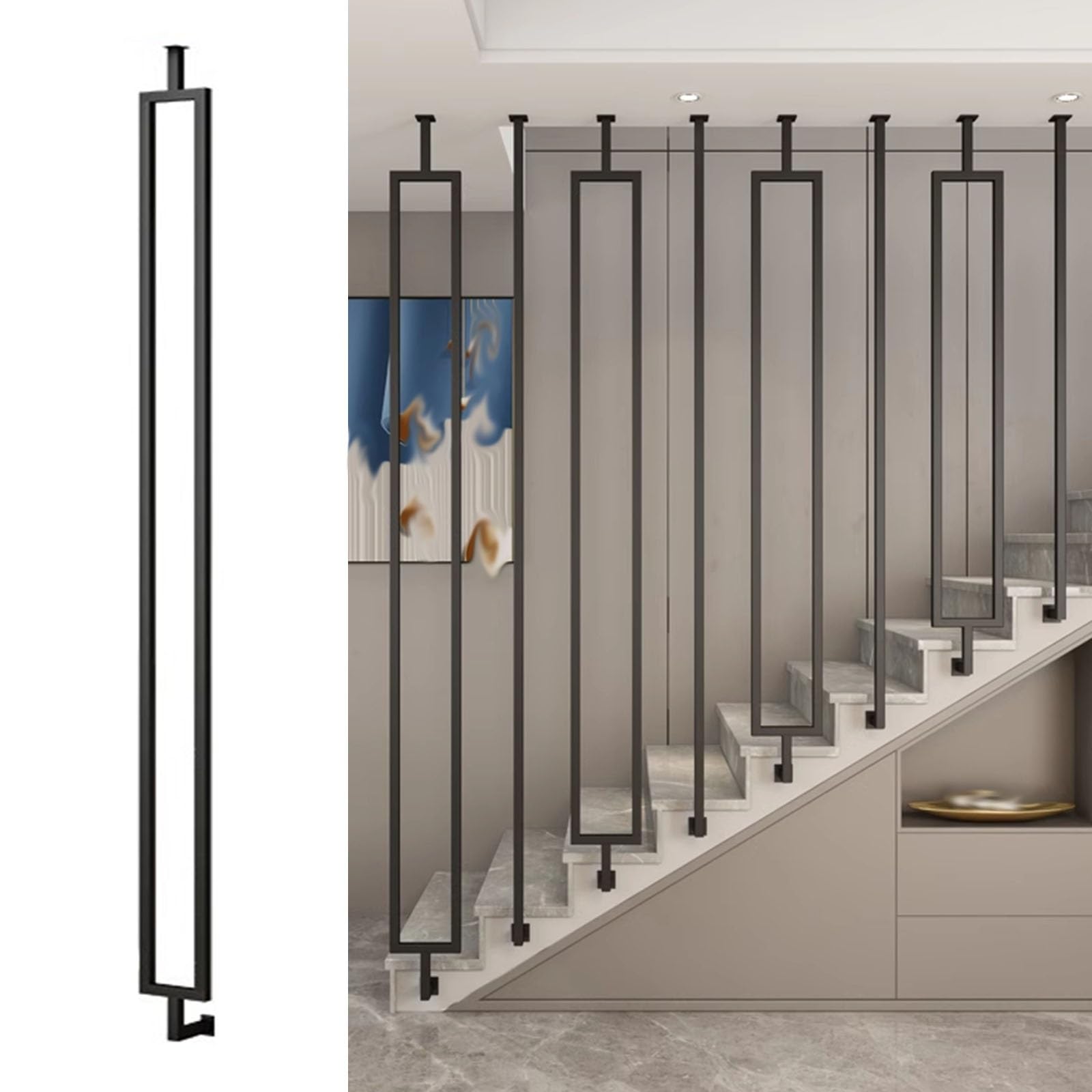 Garde-corps d'escalier en métal pour rampe inclinable et balustrade en fer ajustable
