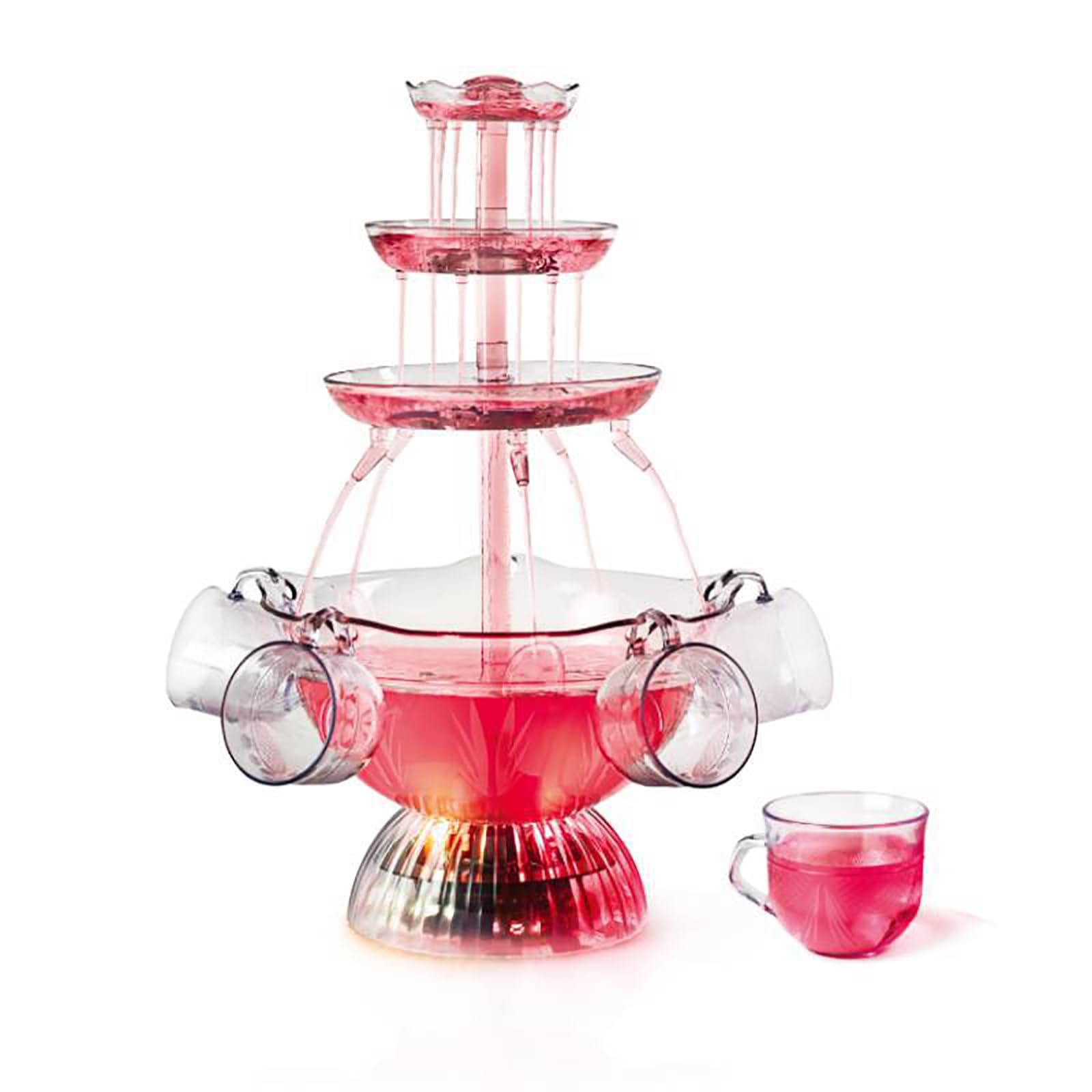 XCSCUK Champagne Fountain Machine, 3-Tier Electric Fountain Drink Machine with LED Base for Wedding, Party