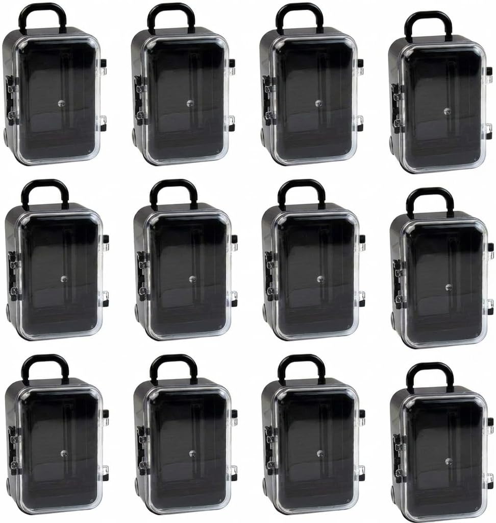 CONGARTENO Mini Suitcase Favor Boxes 12 Piece Plastic Candy Gift Cases