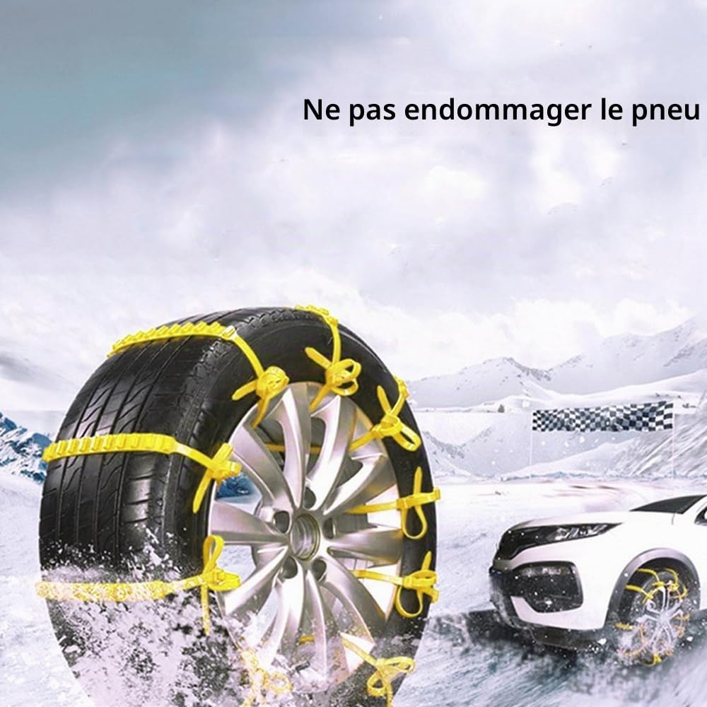 Chaînes à neige Riloer, chaînes de pneu antidérapantes universelles 10 pièces pour urgence extérieure, ceinture de pneu de voiture antidérapante en TPU pour toutes les voitures avec largeur de pneu