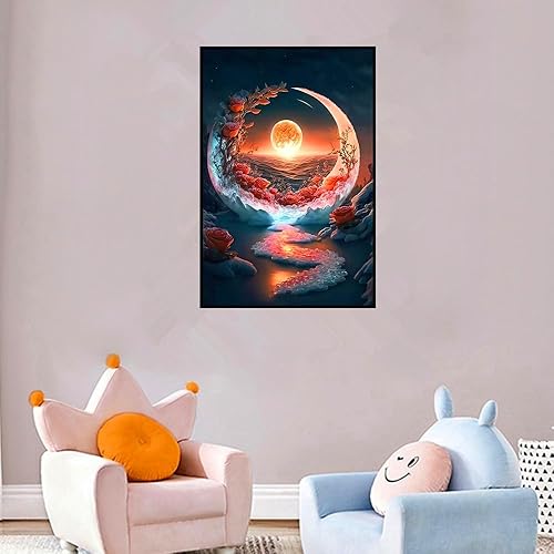 Miniatura 4 de Kits de pintura de diamantes 5D para bricolaje, kit de arte de diamantes redondo para adultos principiantes, perfecto para decoración de pared del