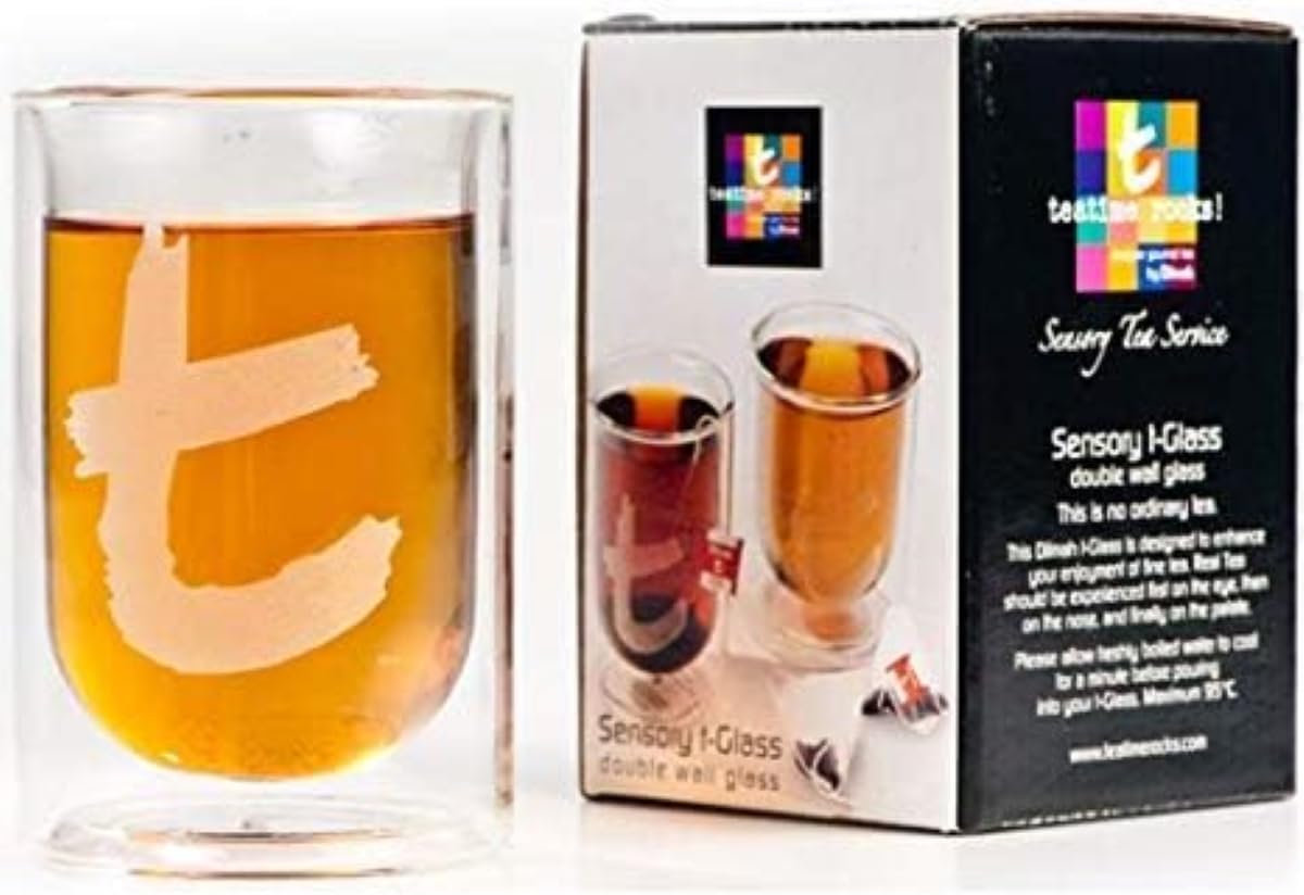Dilmah, Double Walled Glass, Suitable for Hot or Cold Beverages, Perfect for Hot Tea, Iced Tea, Milk, Coffee, Shakes, Smoothies, Tea Cocktails or Tea Mocktails, 8oz Capacity, Pack of 2