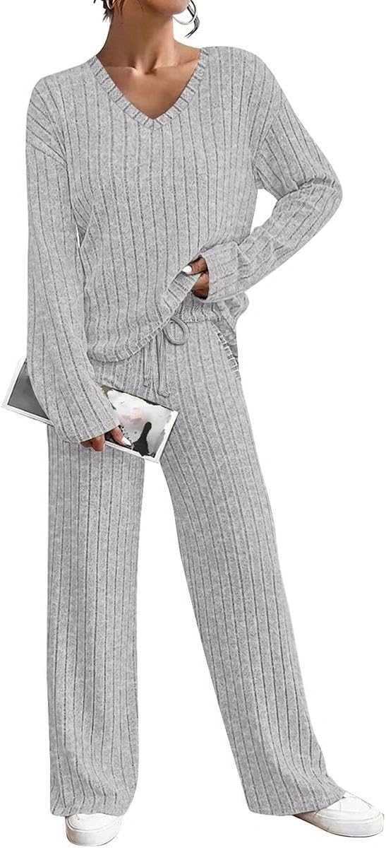 TIYOMI Plus Size Suits For Women 2 Piece Outfits Sweater Top & Wide Leg Pants XL-5XL