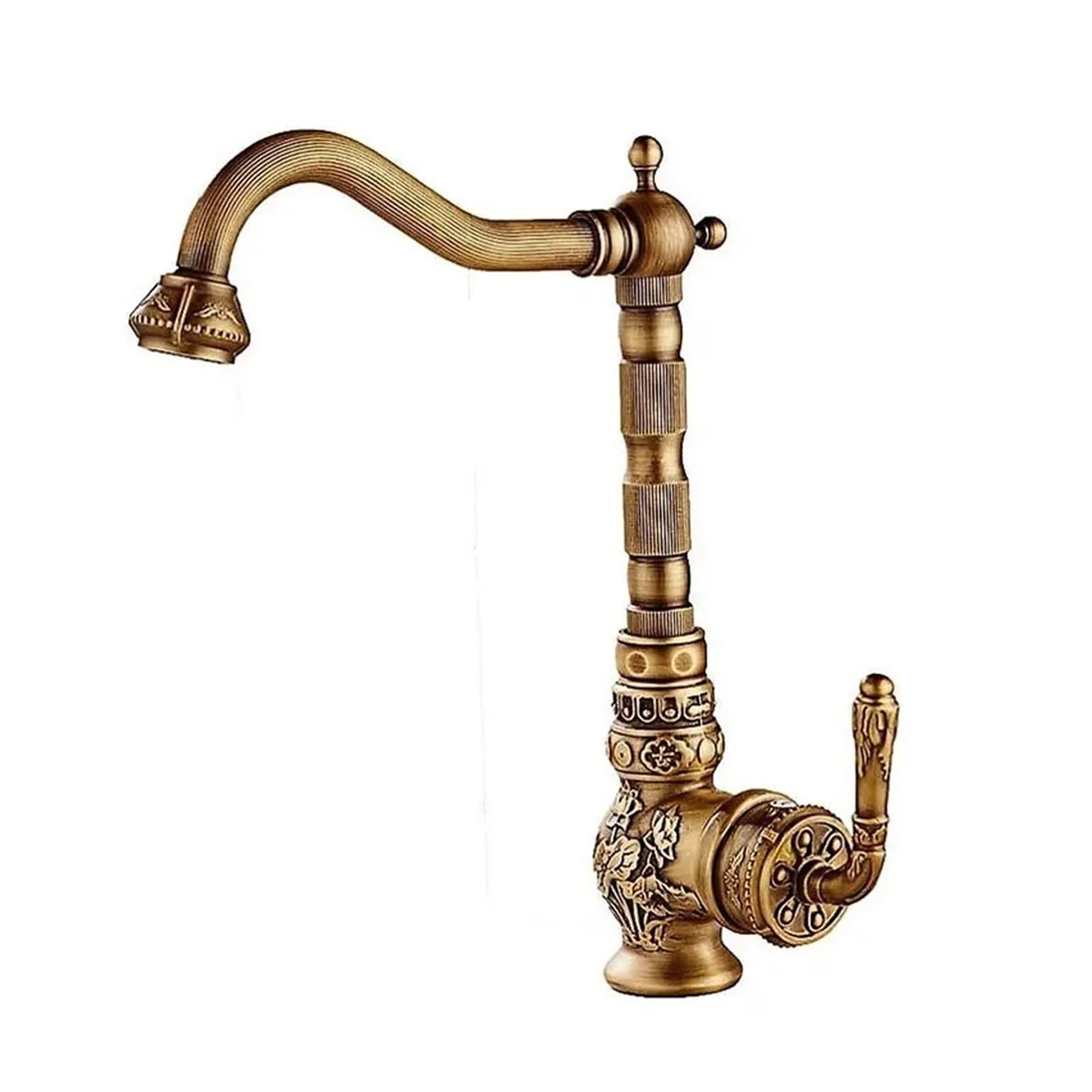 ZQFHSX Bathroom Basin Faucets Antique Brass Single Handle Hot Cold Deck Mounted Sink Mixer Tap for Most Scenarios