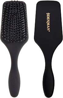 (Black) Mini Paddle Cushion Hair Brush for Blow Drying, Detangling & On the Go Travel - Comfortable Styling, Straightening & Smoothing - For Women and Men, D84