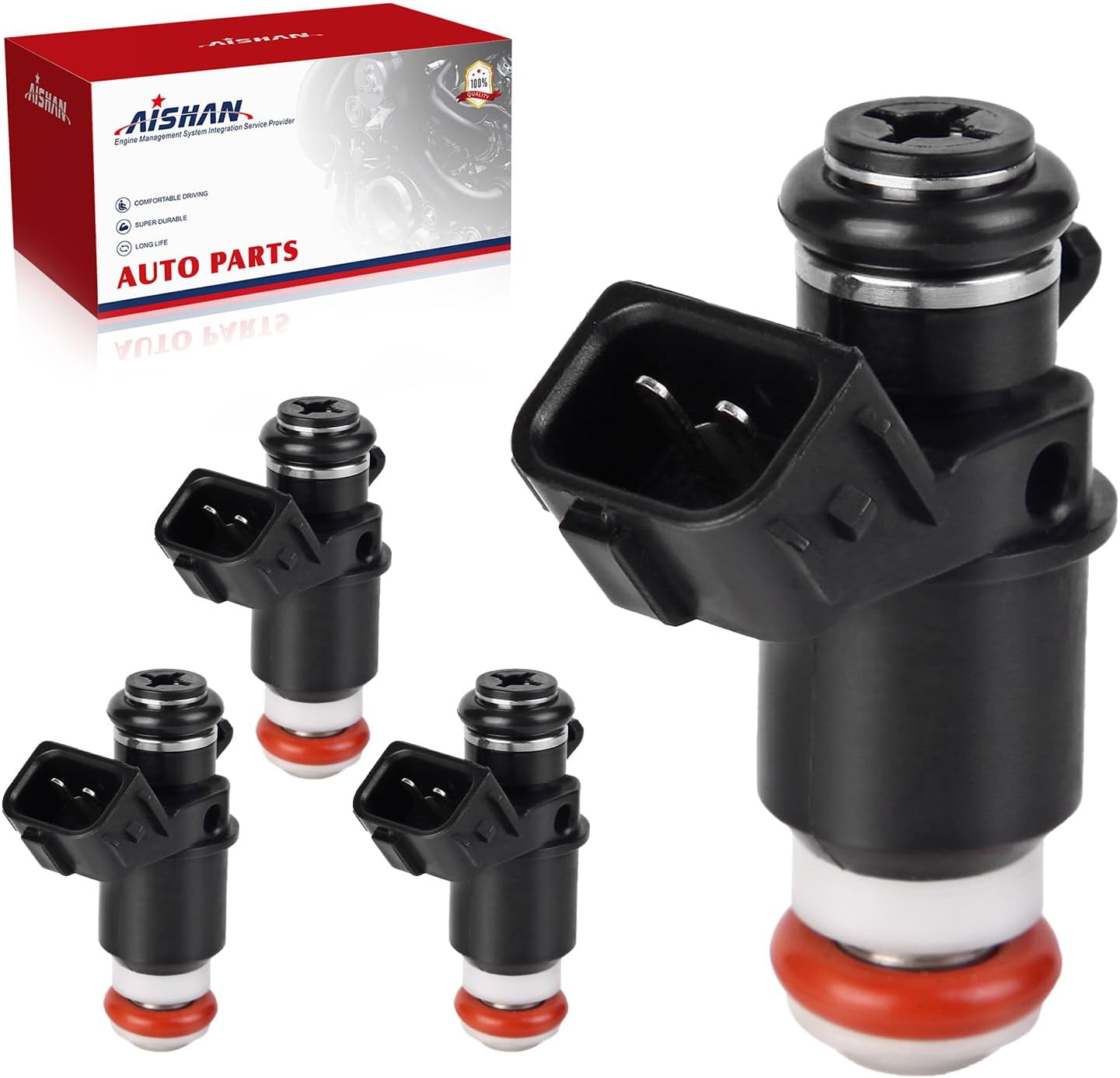 4PCS Fuel Injectors 4 Holes Compatible with Honda Civic 1.7L L4 2001 2002 2003 2004 2005 Replace# 16450PLC003 16450PLD004 FJ338