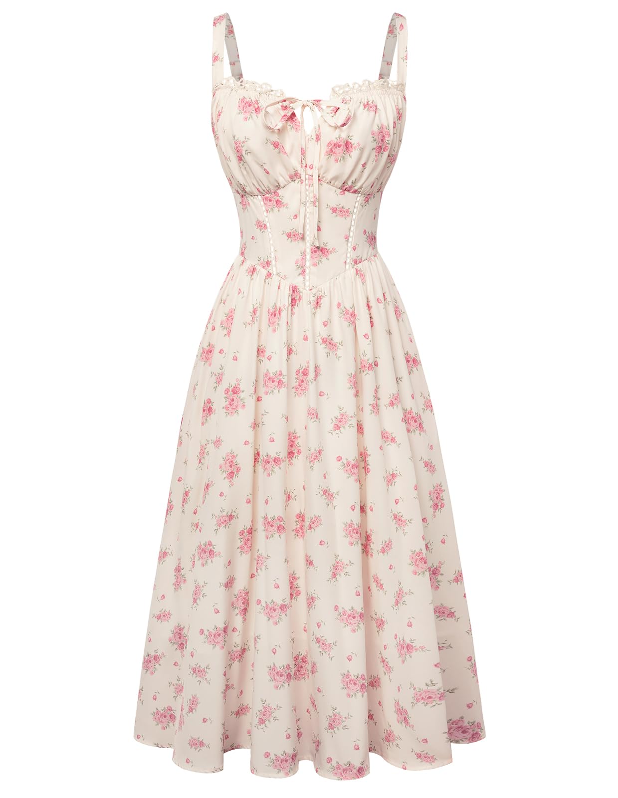 SCARLET DARKNESS Robe corset à motif floral pour femme - Robe d'été décontractée avec poches