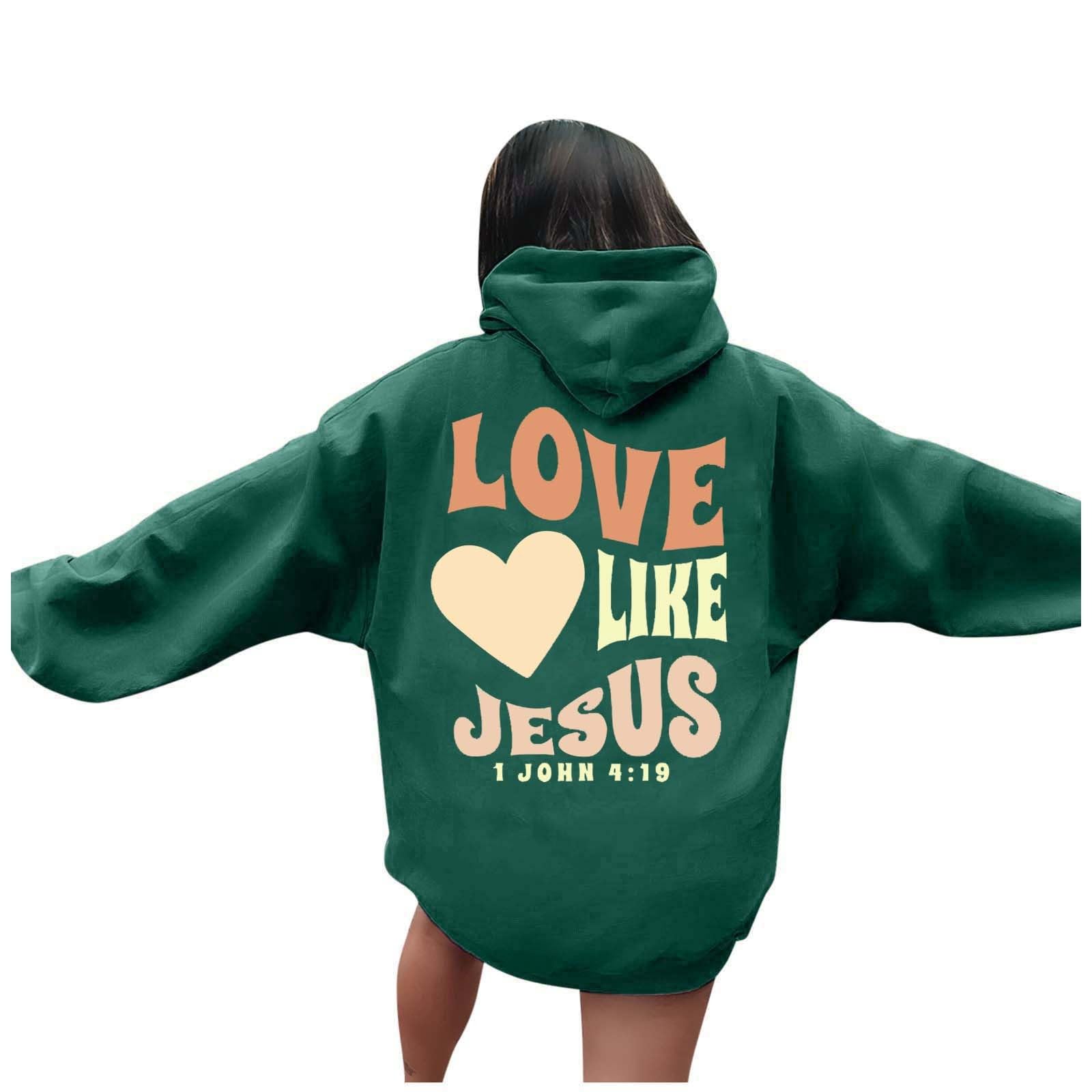 GenericLiving Water Eternal Life Hoodies for Women Drawstring Long Sleeved  Preppy Sweatshirt Pullover Casual Baggy Christian Hoodie