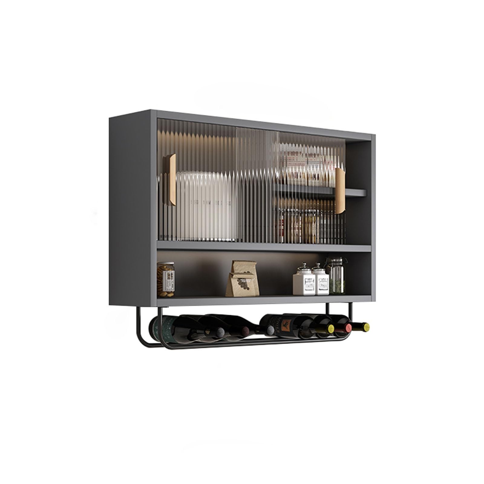 Armoire de cuisine murale alu et verre au design contemporain