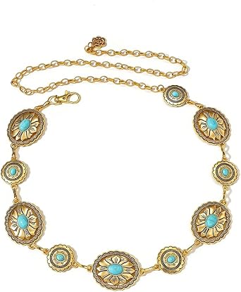 Gold Chain Belt for Women Adjustable Western Belt Cowgirl Belt Boho Waist Chain for Jeans Dresses Country Concerts & Daily Wear