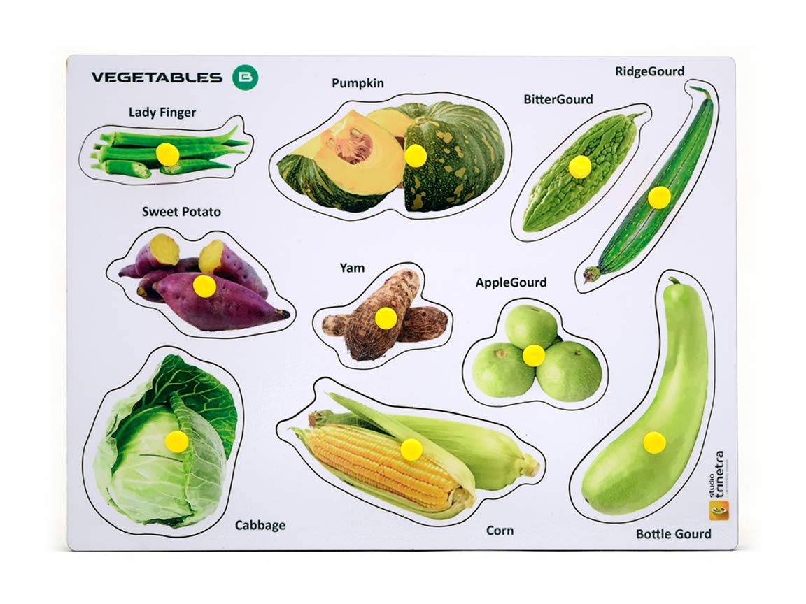 Studio Trinetra Educational Jigsaw Puzzle/Vegetable Puzzle/Learning Puzzle Board for Kids of 10 Set