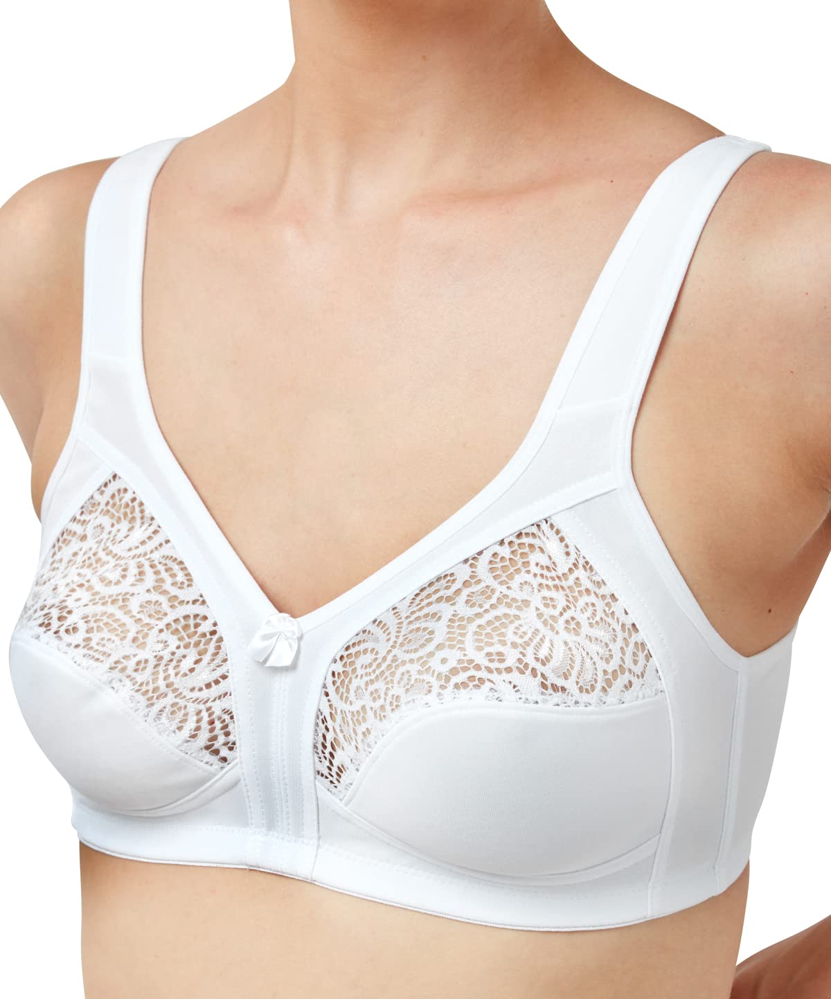 Marlon Womens Courtney Half Lace Non Wired Everyday Bra,White, 38B