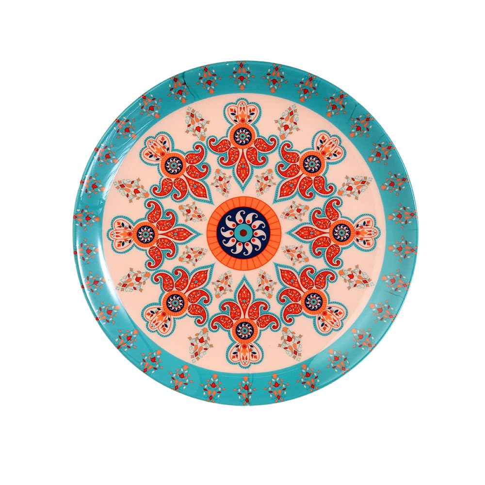 KOLOROBIA Decorative Wall Plate|Stand & Metal Hook| Turquoise Paisley |Hanging Wall Plate| 8inch |Gift Box Packaging |Ceramic Wall Plate for Wall Décor I Home Décor I Living Room I Office
