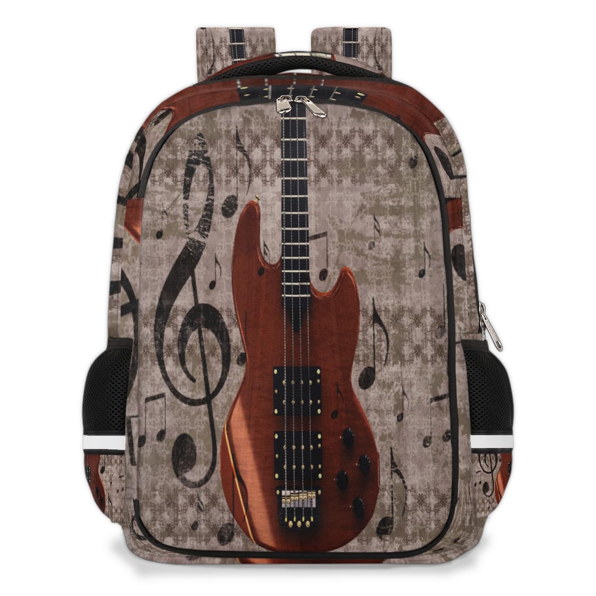 Zaino vintage con chitarra musicale, borsa per libri per bambini, ragazze e ragazzi, zaino per chitarra retrò, zaino da viaggio da 22 l, borsa casual per computer portatile, per uomini e donne, Colore