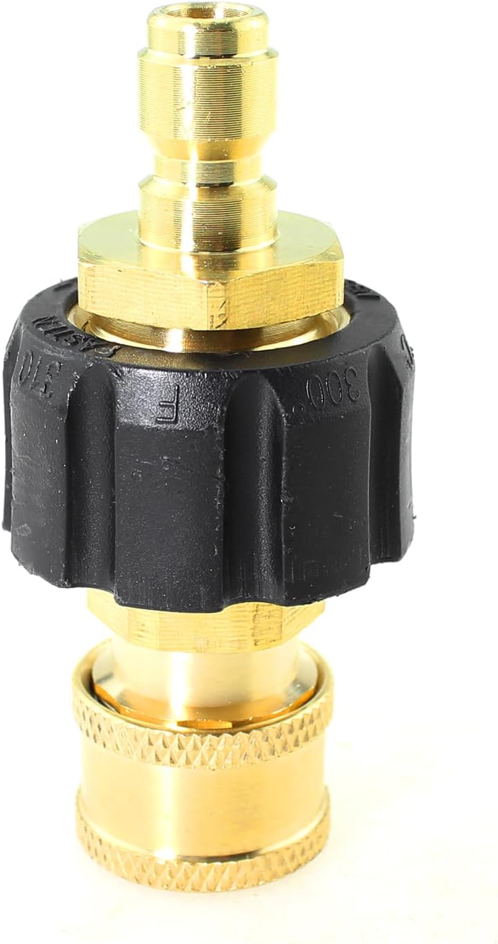 Maxmoral 2PCS High Pressure Washer Adaptor M22 14mm Male to 1/4inch Plug M22 14mm Female to 1/4inch Socket Power Washer Hose and Gun Coupler 5000 PSI Quick Connect Brass Fitting