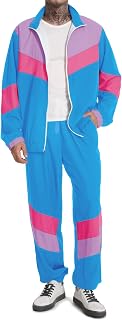 UOUA Men's 80s 90s Tracksuit Set: Retro Windbreaker Jacket & Pants, Hip Hop Halloween Costume 2-Piece Outfit