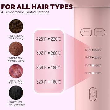 Automatic Rotating Curling Iron 1 Inch Automatic Hair Curler Dual Voltage Portable for Worldwide Travel Hair Curling Wand for Long Hair Easy to Use Ceramic Anti-Scald Tangle-Free for All Hair Types