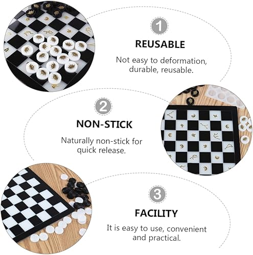 Miniatura 5 de LALAFINA 2 moldes de ajedrez Xiangqi epoxi tablero de ajedrez fundición de resina epoxi artesanal de silicona para hornear resina - Ajedrez