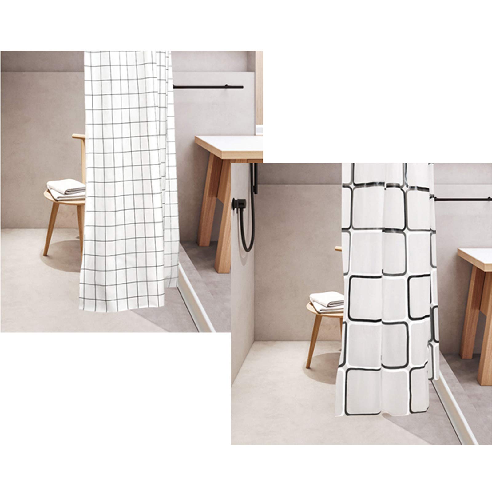 Kit tringle à rideau de douche en forme de U en acier inoxydable 304 - Courbée - Pour salle de bain - 90 x 80-130 cm - Pour rideau de douche et baignoire