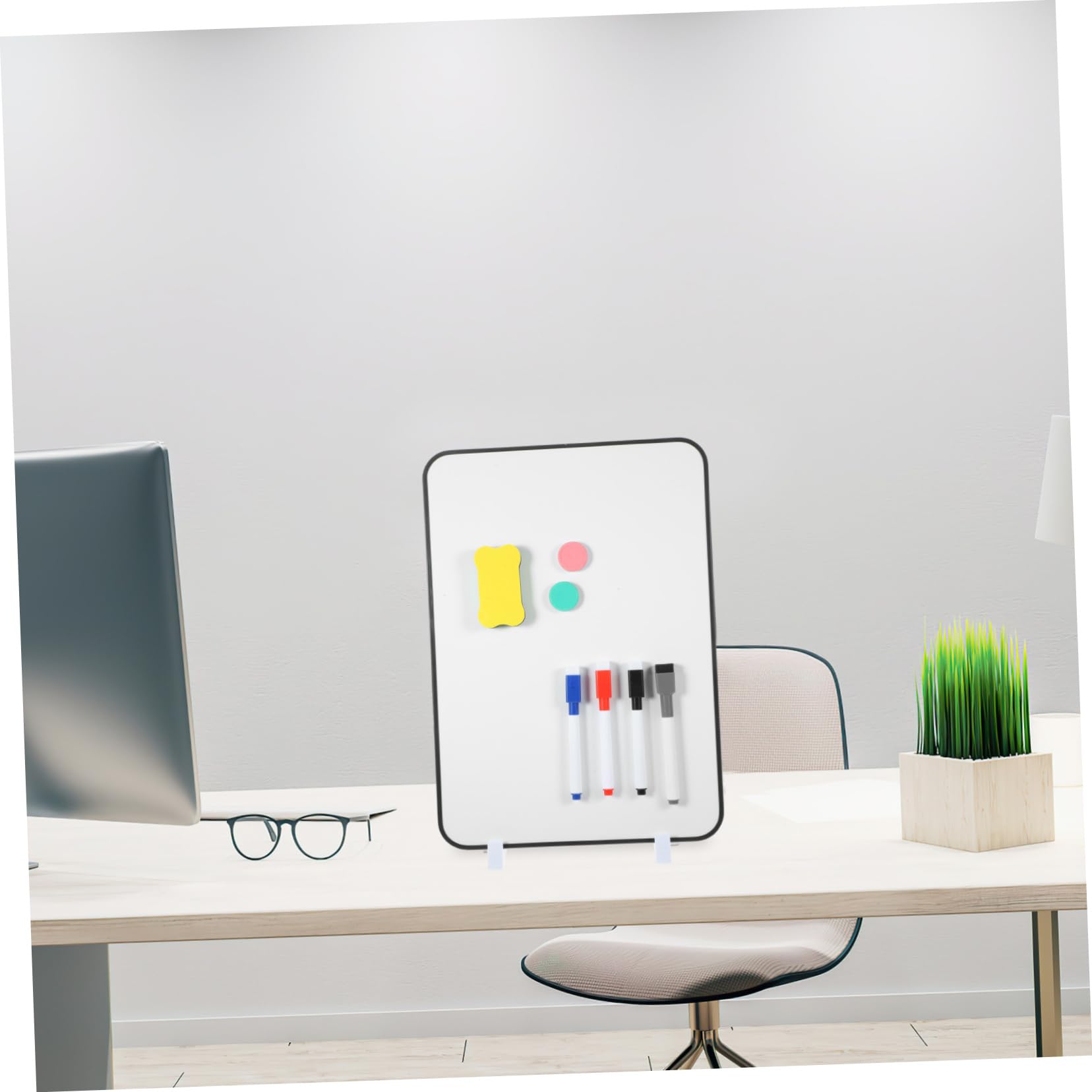 Doppelseitiges Whiteboard 1 Satz aus Kunststoff und Metall, Weiß