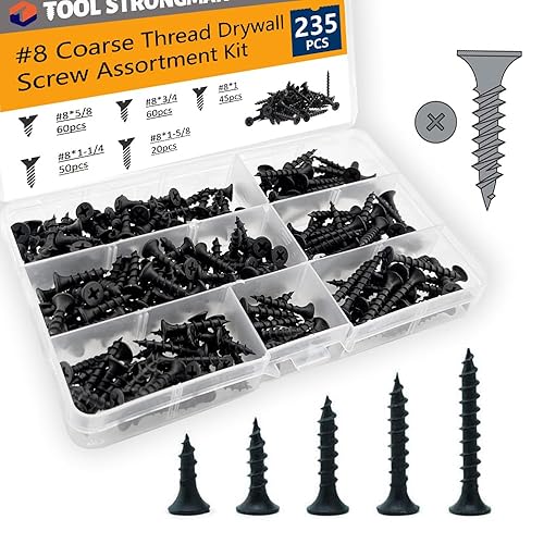 Kit surtido de 235 tornillos para madera #8, juego de tornillos de rosca gruesa de 5 tamaños, tornillos autorroscantes rápidos, revestimiento de