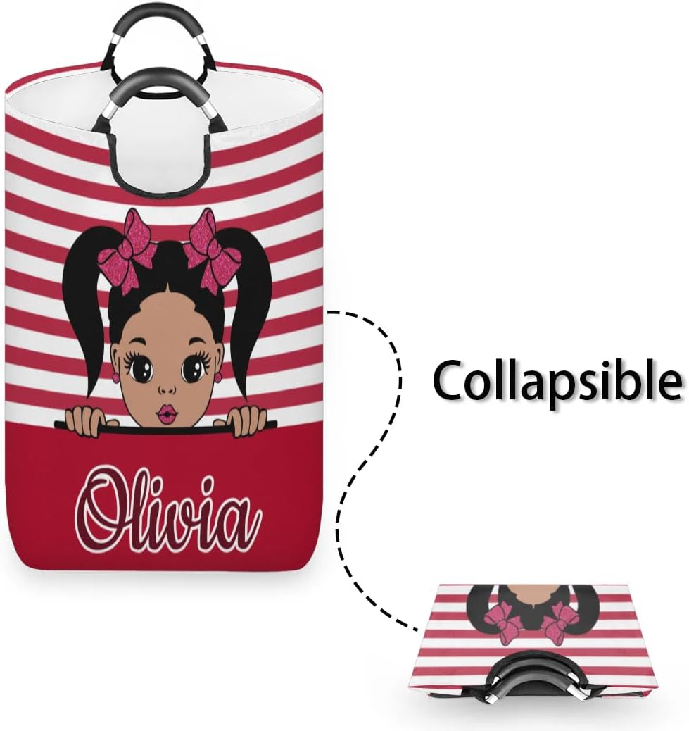 Personalized Laundry Basket with Handles, Custom Laundry Hamper with Name for Bathroom, Dirty Clothes Storage Basket Gifts for Men Women Boys Girls - Princess Girl