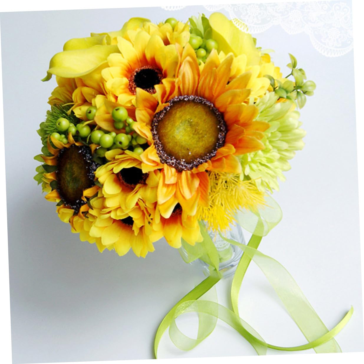 Uonlytech Künstlicher Brautstrauß Sonnenblumenstrauß Hochzeitsdeko Langlebig Pflegeleicht Fotorequisite für Hochzeit und Party