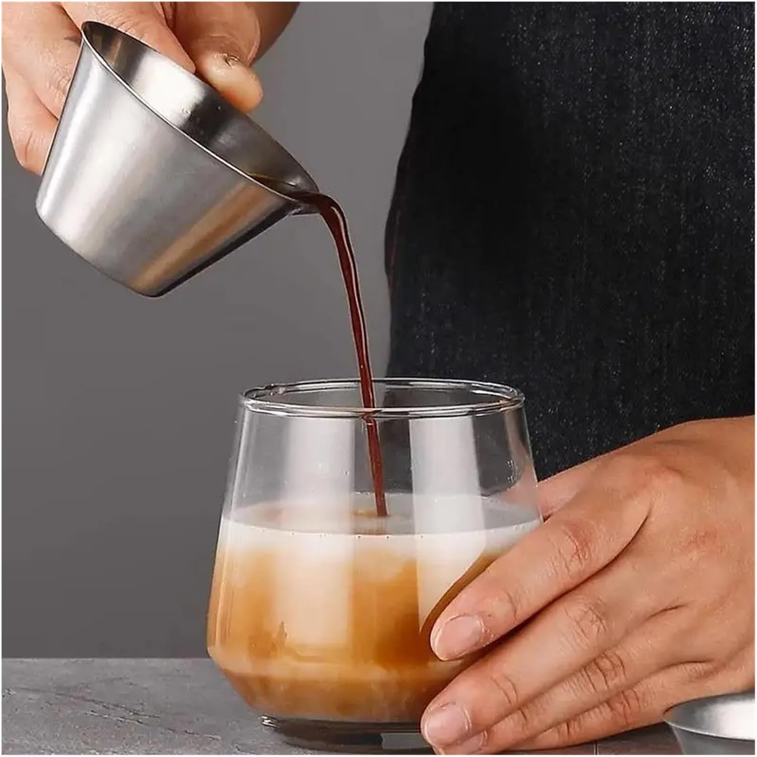 HMA73-304 Stainless Steel Coffee Measuring Cup Kitchen Tool Scale Mark Espresso Shot Machine Accessories Measure Mug(A4)