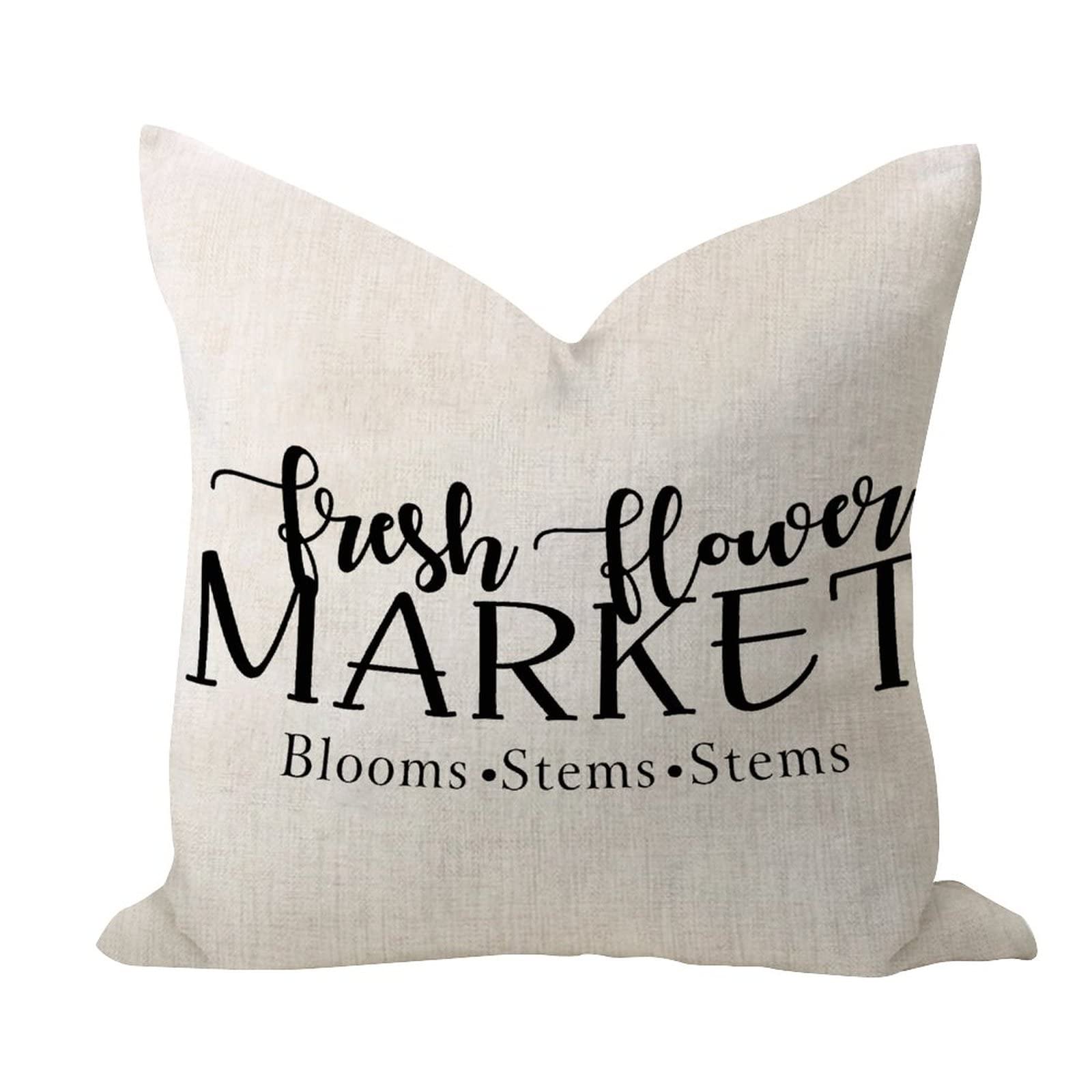 Modern Cushion Cover 18x18 Inch Fresh Flower Market Blooms Blooms Home Decor Breathable Cushion Cases Cotton Linen Throw Pillow Case for Patio Couch Outside