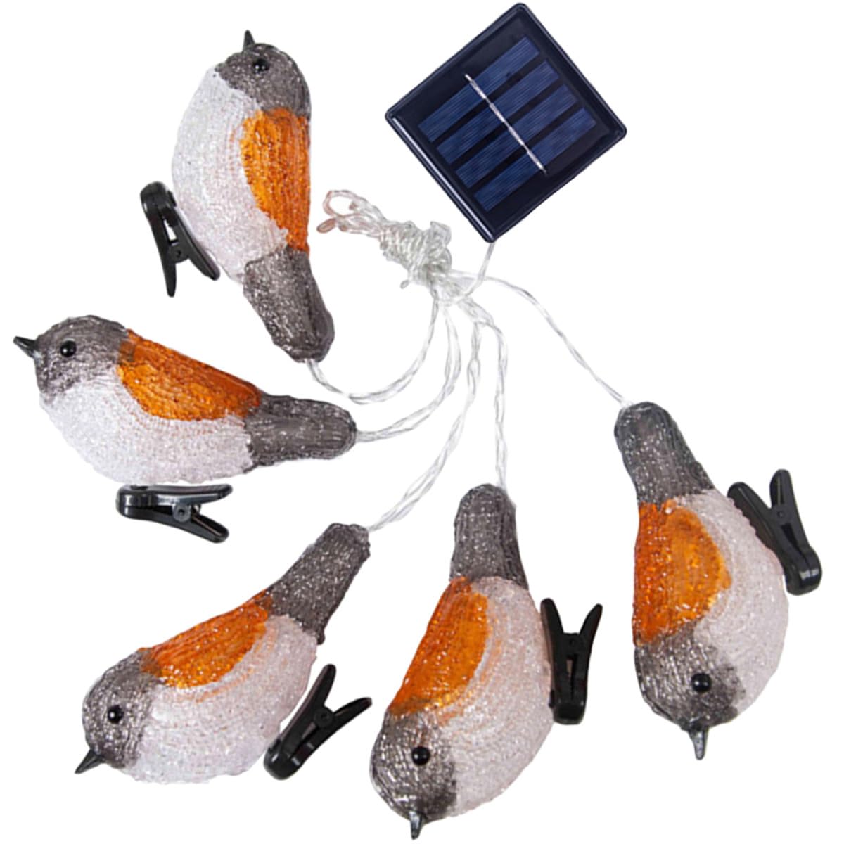 Solarbetriebene LED Lichterkette in Rotkehlchen Form für Garten und Hof nach Ip65 aus Acryl und Kunststoff mit Geringem Stromverbrauch