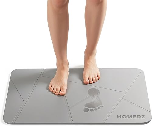 Miniatura 1 de Homerz Tapete de baño de piedra de alta calidad, tapete de baño de tierra de diatomeas absorbente de roca para baño, tapete de secado de piedra