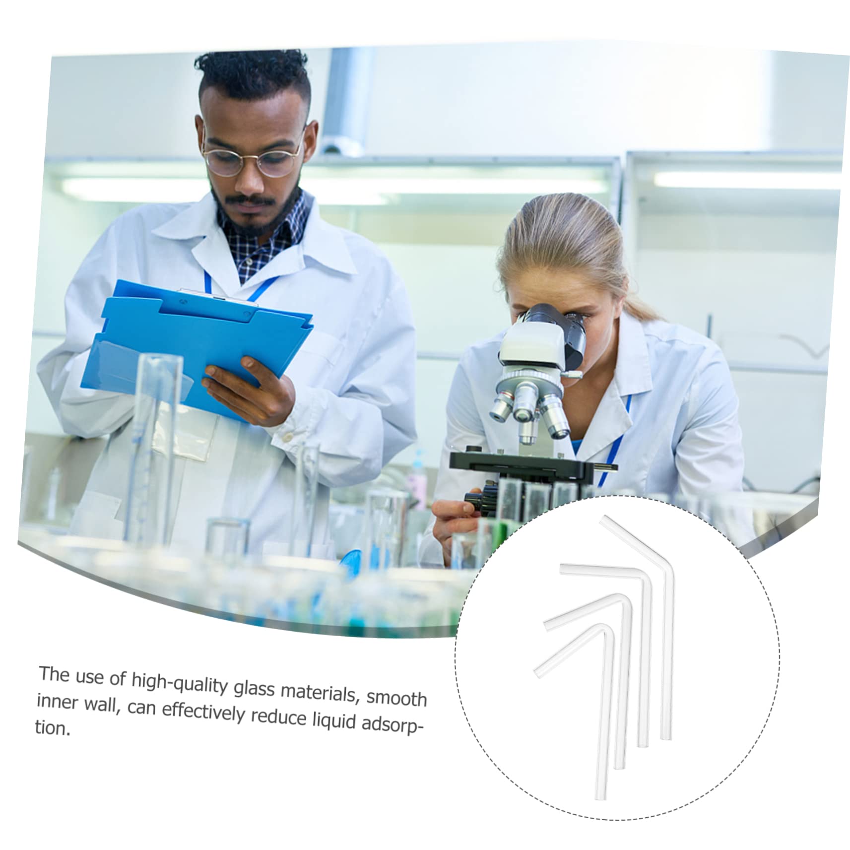 CIYODO 40pcs Sample Vial Adapter Laboratory Equipment Pipes 45 Degree Elbow Instruments Hose Connectors Quick Connect Transparent High Borosilicate Glass