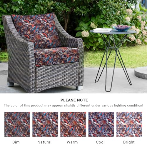Image of Outdoor Cushions for Patio Furniture,Outdoor Seat Cushion Set 24 x 24 x 5.75 Inch,Waterproof & Fade Resistant Outdoor Chair Cushions,Deep Patio Chair Cushion with Removable Cover,Artistic Floral