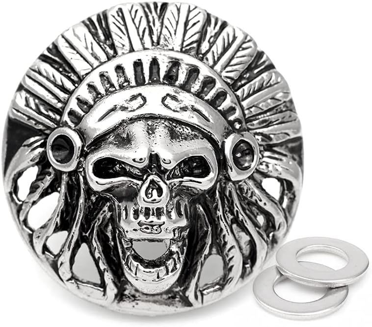 CRAFTMEMORE 2pcs 1-3/8 Inches Indian Head Skull Concho Screw Back Tribal Cheif Coin Conchos Leathercraft CHS24 (Antique Silver)