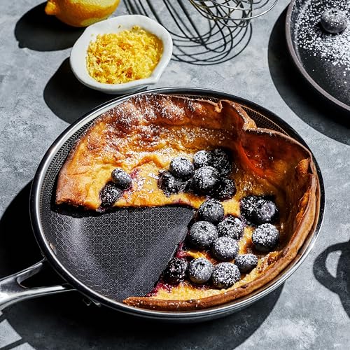 HexClad Hybrid Nonstick 8-Inch Frying Pan, Stay-Cool Handle, Dishwasher-Friendly, Oven-Safe Up to 900°F, Induction Ready, Compatible with All Cooktops