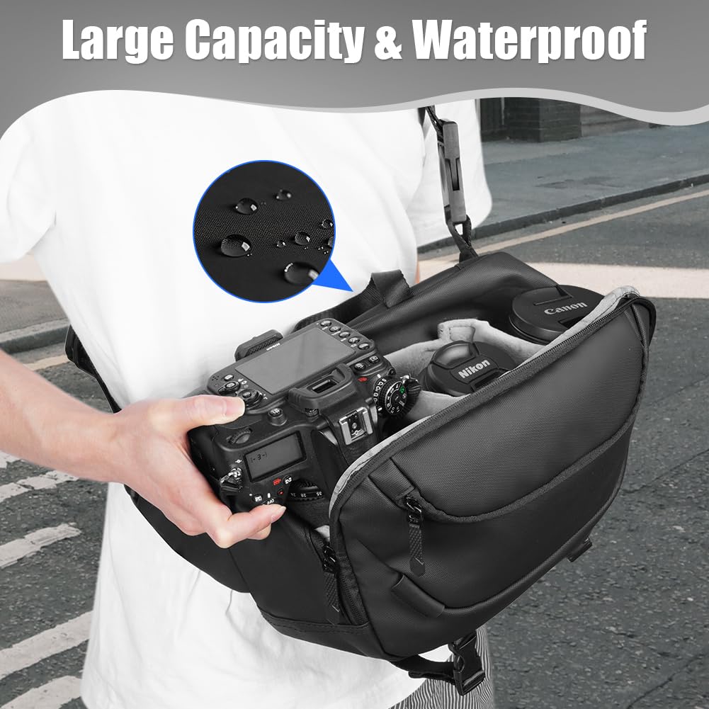 Flintronic Borsa Fotocamera, Impermeabile Antiurto Custodia per Fotocamera Obiettivo, Cinghia Regolabile, Fodera Morbida e Soffice, Leggero Borsa Fotografica, SLR DSLR Obiettivi & Accessori-32*20*13cm