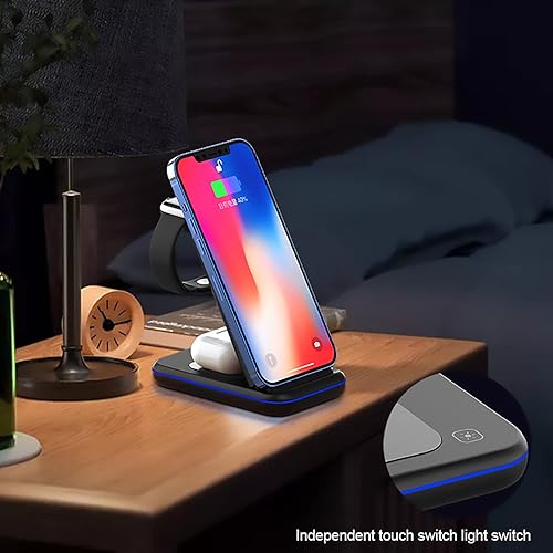 Miniatura 6 de Estación de carga rápida Qi inalámbrica plegable 3 en 1 para Apple, Android, iWatch Series, Airpods Pro 2 y otros teléfonos y auriculares