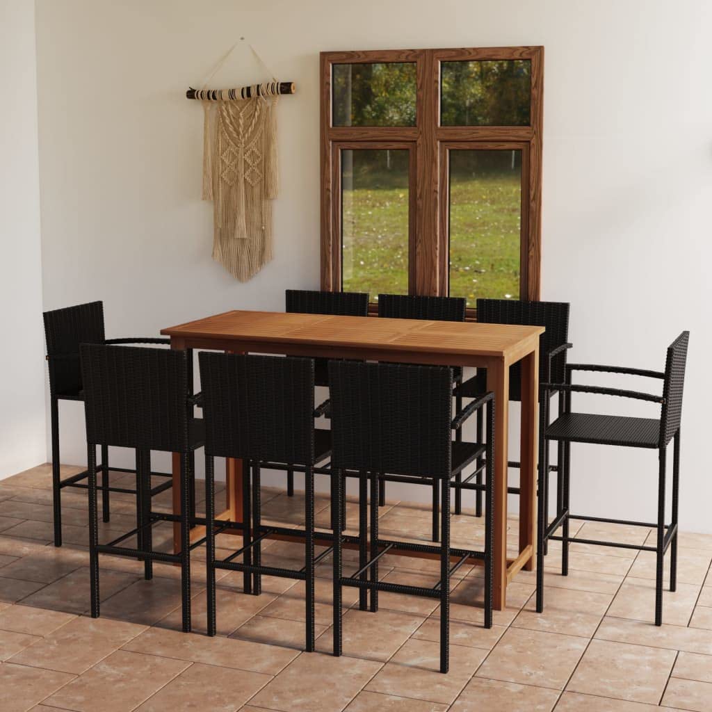 Gartenlounge - Juego de mesa de jardín (9 piezas), color negro