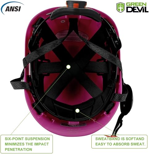 Miniatura 5 de GREEN DEVIL Casco de seguridad con visera ajustable, ligero, ventilado, ABS, para hombres y mujeres, suspensión de 6 puntos, aprobado por ANSI