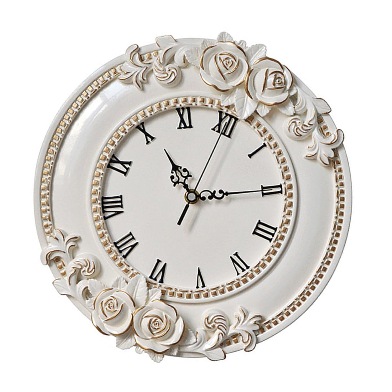 Horloge murale résine motif fleur pour supprimer le bruit du tic-tac