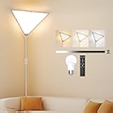 Dimmable LED Corner Light with Remote, 3000K/4000K/6000K Plug in Ceiling Light, Corner Lights for Living Room, Bedroom, Kids Room, 1 Hour Timer, Triangle Lamp for Dark Area(9W Bulb Include)