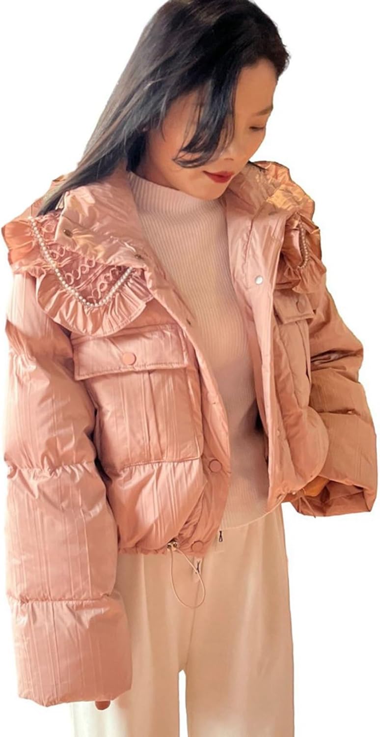 [ＢＡＧＡＤ] ダウンジャケット ショート フリル 折り襟 セーラー襟 レディース ダウン ジャケット ポケット付き アヒル羽毛 ウ