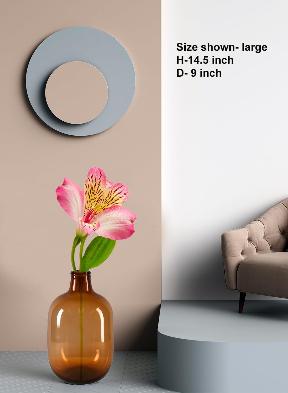 Serene Spaces Living Clear/Brown Tall Vase, Bottle Glass Vase, Elegant Home Decor for Fresh or Dried Flowers, Perfect for Living Rooms, Dining Areas, and Centerpieces (Medium - Brown)