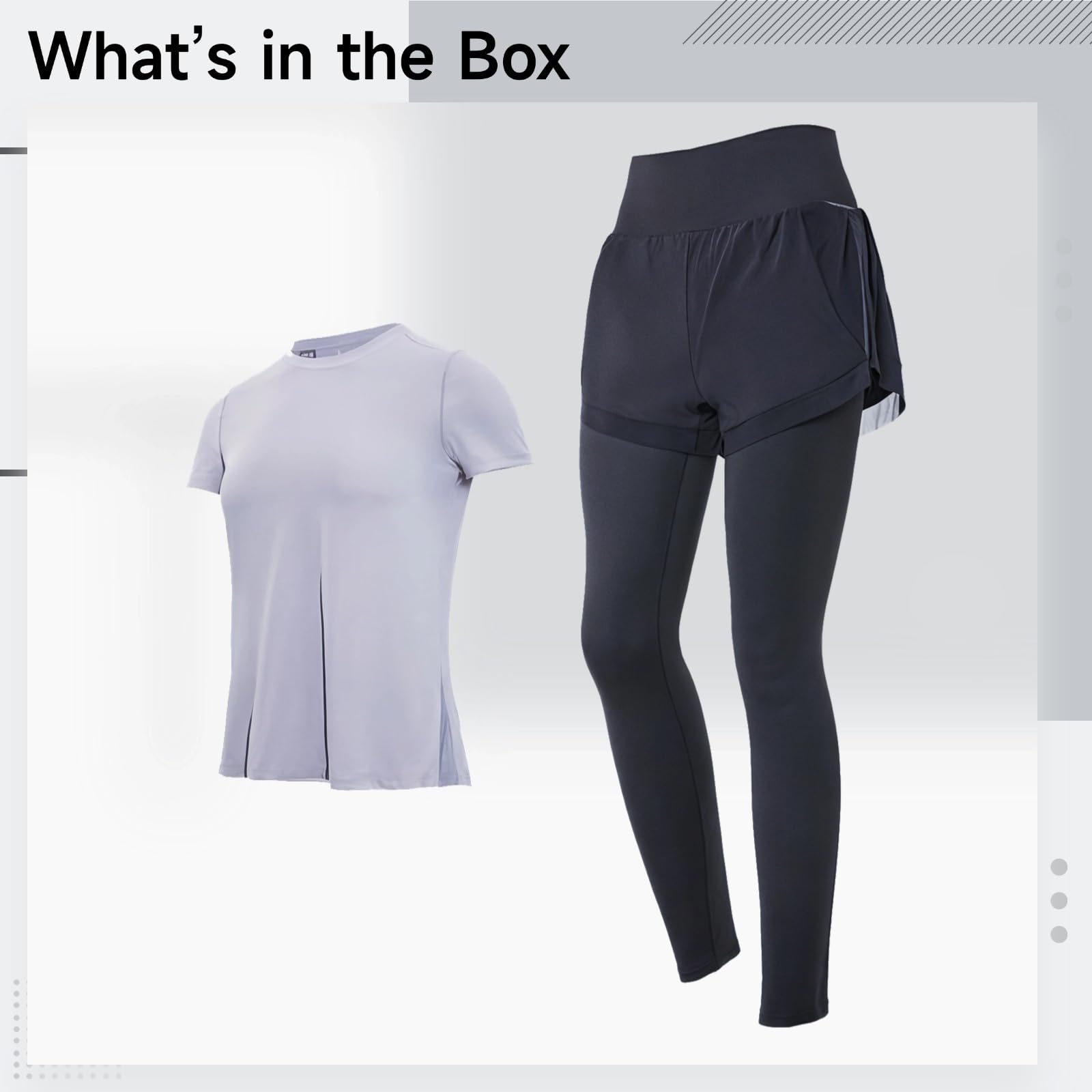Conjunto de pilates de dos piezas negro para mujer, manga corta, casual y activo, XXL, tela transpirable, Lila y negro, talla única