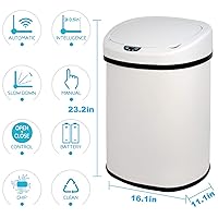Vista 7 de Bote de basura automático de acero inoxidable de 13.2 galones con sistema de control de olores, sensor de movimiento semicircular sin tacto de 50