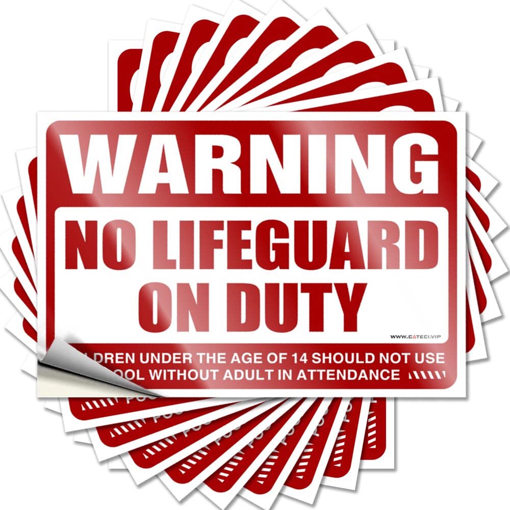 Warning No Lifeguard On Duty Decals Camper Decor Self Adhesive | Coffee Cover Vinyl Sticker Pack for Mold(8X12CM)