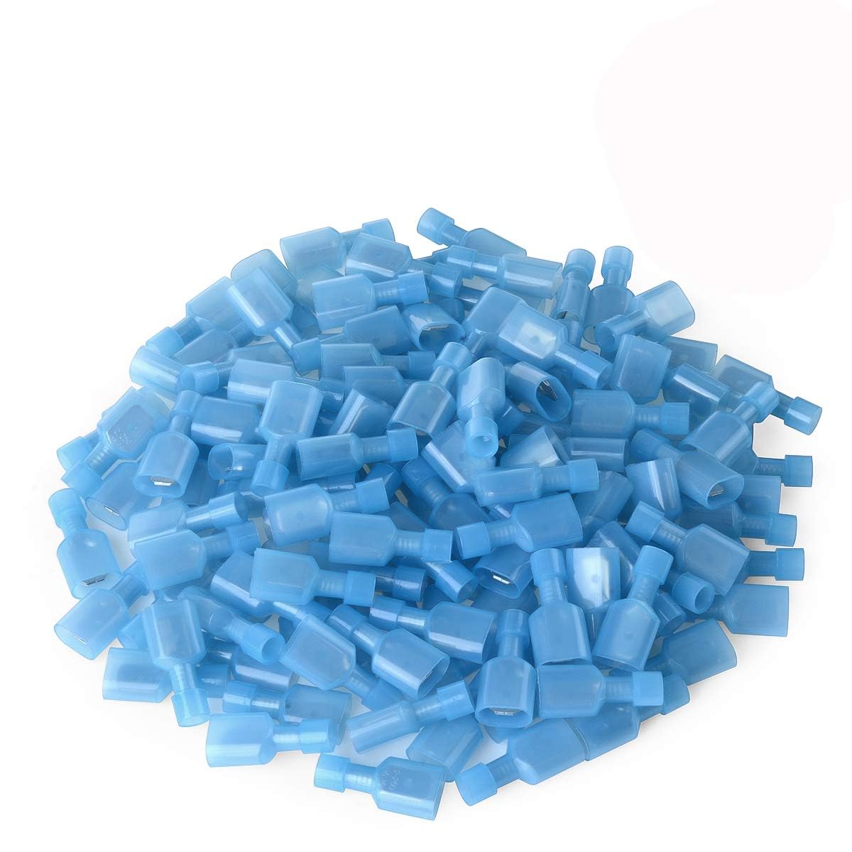 AARTERZZA 100 Pcs 16-14 AWG Female/Male Spade Connectors Quick Disconnect Wire Terminals Insulated Wire Crimp Connectors Blue(Male 100pcs)