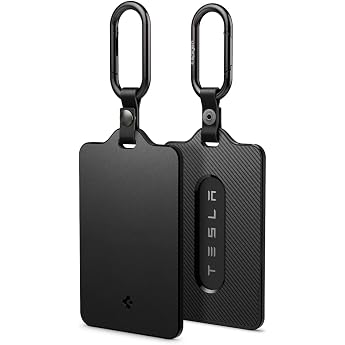 Spigen Tesla Key Case 2 Pack Tesla Model Y/S/3/X/Cyber Truck Scratch Resistant Carabiner Card Holder Tesla Accessories TO243 ACP07175 Black